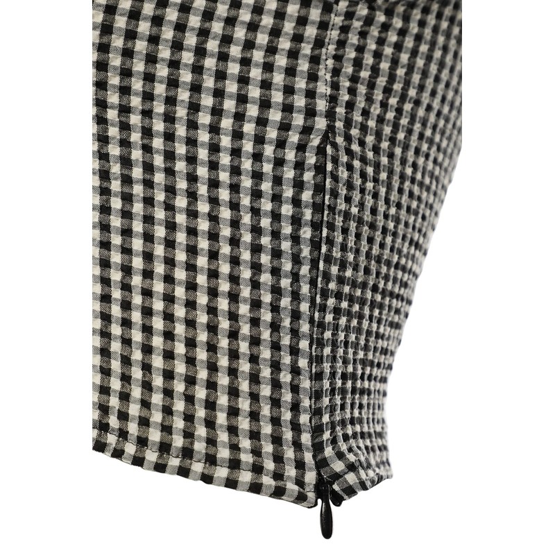 TRENDYOL Women's Plaid Gofre Woven Grain Blouse, black