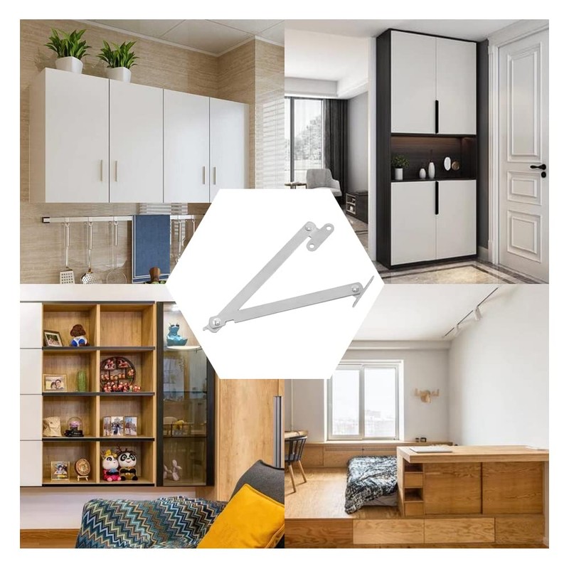 4 Pcs Furniture Cupboard Rotatable Folding Lid Support Hinges Close