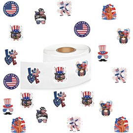 500Pcs Patriotic America Stickers, Cool 1 Inch Labels with 10 Patterns Decal Rolls Self Adhesive Seals for Scrapbooking Cards Envelopes，for Kids Teens Adults for Birthday Party Supply Reward…