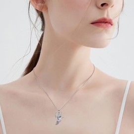YAFEINI Hummingbird Necklace Jewellery Gifts for Women Pendant Sterling Silver Fly Hummingbird Bird Pendant Necklace Christmas Gifts for Women Girls