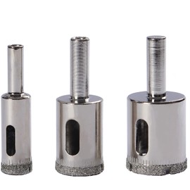 Drilax Diamond Drill Bit Set | 3-Piece Hole Saw Kit (1/2", 3/4", 1") for Glass, Ceramic, Porcelain, Tile & Granite | Standard 3/8" Shank, 1-1/8" Depth | Precision Drilling for RO Faucets, Home, Crafts