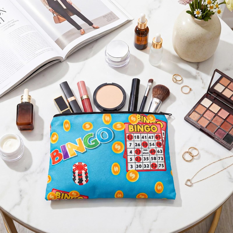 Shinylin 6 Pcs Bingo Cosmetic Bag Gifts for Women,Pattern Styles