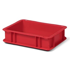 Transport and Stacking Box in Euro Format 30 x 20 x 7.5 cm (L x W x H), 5 Colours, 2.7 Litre Volume, Sturdy and High-Quality (Red)
