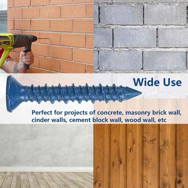 Allkeen 3/16" x 1-1/4" Torx Head Concrete Screws for Anchoring