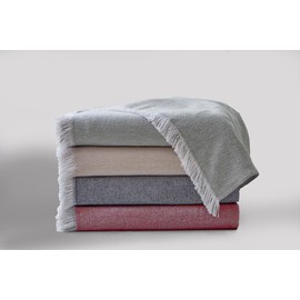 DownTown Company Throw Cotton Woven Herringbone Blanket for Sofa Couch, 50” x 70”, (White/Navy)