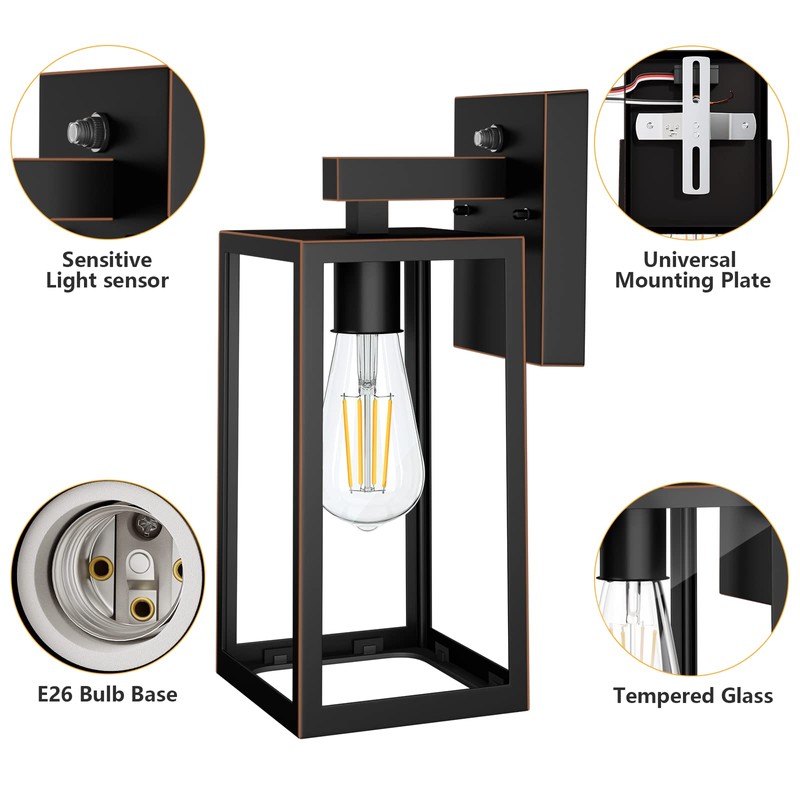 SHINE HAI Dusk to Dawn Outdoor Wall Lantern, Exterior Wall