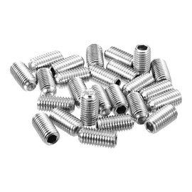 sourcing map 25Pcs Hex Socket Grub Screw, 1/4-28x1/2" 304 Stainless Steel Head Socket Set Screws Flat Point Grub Bolt for Door Handles, Light Fixture Repair
