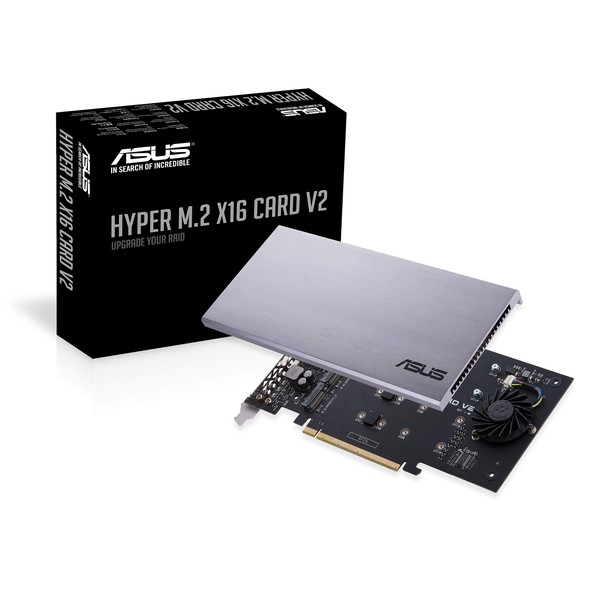 ASUS Hyper M.2 X16 PCIe 3.0 X4 Expansion Card V2 Supports 4 NVMe M.2 (2242/2260/2280/22110) Upto 128 Gbps for Intel VROC and AMD Ryzen Threadripper NVMe Raid