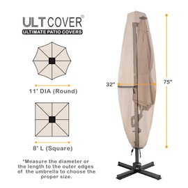 ULTCOVER Patio Parasol 600D Waterproof Clear Top Outdoor Umbrella Cover - Fits Solar Umbrella 8-11 Feet