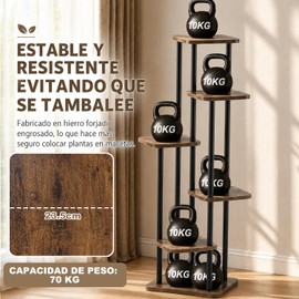 FURRIFIC Mueble para Plantas de 6 Niveles, Soporte para Plantas de Interior Estante de Hierro Resistente Múltiples Plantas Soporte Alto para Flores para Patio, Jardín, Balcón, Sala de Estar, Dormitorio