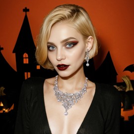 EVER FAITH Women's Crystal Gothic Skulls Stars Statement Necklace Earrings Set Clear Silver-Tone