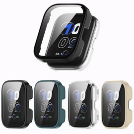 Qaerre - Funda protectora de visualización con vidrio templado Compitible con Bip-5 Unity Smart Watch, carcasa rígida de policarbonato para mujeres y hombres
