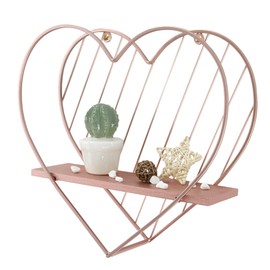 Afuly Rose Gold Floating Shelves Wall Mounted Metal Heart Design Small Storage Pink Display Shelf Bedroom Bathroom Living Room Gift Decor for Christmas