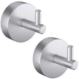 QNIIAED 2 Pack Towel Hooks for Bathrooms,Stainless Steel Door Hook Screw in for Coat Robe(Brushed Silver)