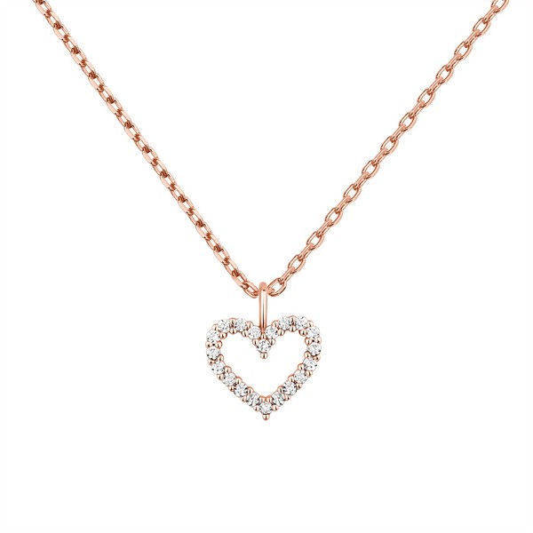 PAVOI 14K Rose Gold Plated Cubic Zirconia Heart Necklace |