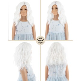 MORICA White wig Bob Child Wig for Girls Heat Resistant Synthetic Hair Cosplay Costume Daily Wear Wig(12Inch,White)