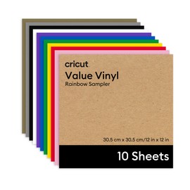 Cricut Value Permanent Vinyl - 10ft Rainbow Sampler, 12in x 12in Sheets (10 Count)
