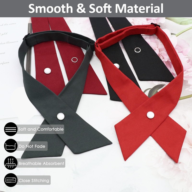 Mantieqingway School Uniform Pre Tied Bows for Girls Women Solid
