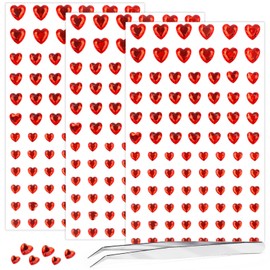 264Pcs Heart Face Gems Love Gems, Self-Adhesive Face Jewels Rhinestones 5/7/10 mm DIY Face Gems Stick on, Valentine's Day Makeup Gems Rave Accessories for Face Eyes Hair Makeup Body, Crafts (red)
