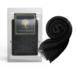 African Bath Net Djampe African Exfoliating Shower Sponge Bath Gloves Soft Flower Washcloth XL Bath Accessories for Women Men Kids Body Scrub Mesh (Black)