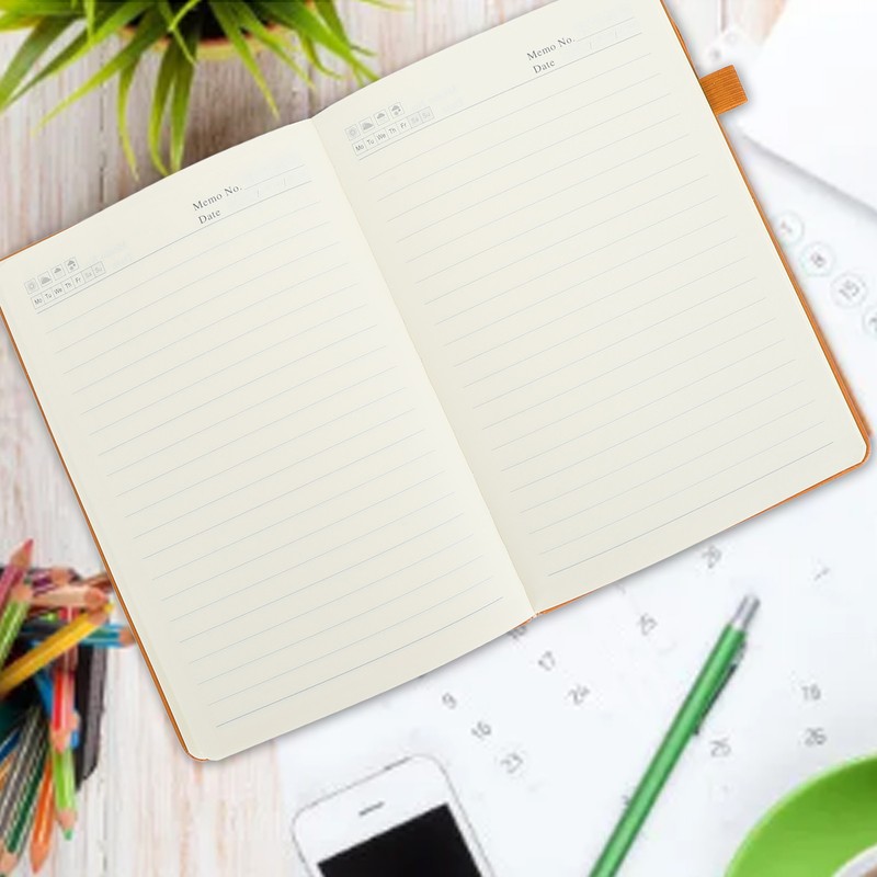 A5 Lined Notebook Portable PU Leather Hardcover Notebook with Elastic