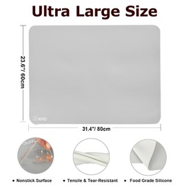 Sapid Extra Large Silicone Sheet for Crafts 23.6"×31.4", Thick Silicone Jewelry Casting Mats, Nonstick Nonslip Silicon Mat for Epoxy Resin, Art Painting, Heat- Resistance Counter Mat (Gray)