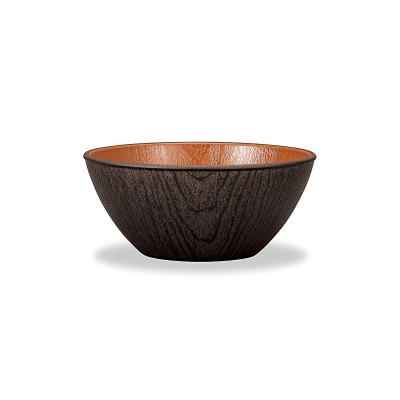 Yamanaka Lacquer Natural Keyaki Wood Grain Bowl, Medium, Black &