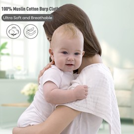 Yoofoss Muslin Cloths Pack of 10 Muslin Nappies Burp Cloths 100% Cotton 27 x 50 cm Fabric Nappies 6-Layer Absorbent Washcloths Folding Nappies for Baby Newborn Colour Gradient Grey