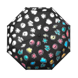 Suck UK | Colour Changing Umbrella | Weather Pattern Rainbow Umbrella Kids Umbrella Girls Umbrella | Compact Umbrella Windproof Strong & Folding Umbrella | Cool Childrens Umbrella | Travel Umbrella