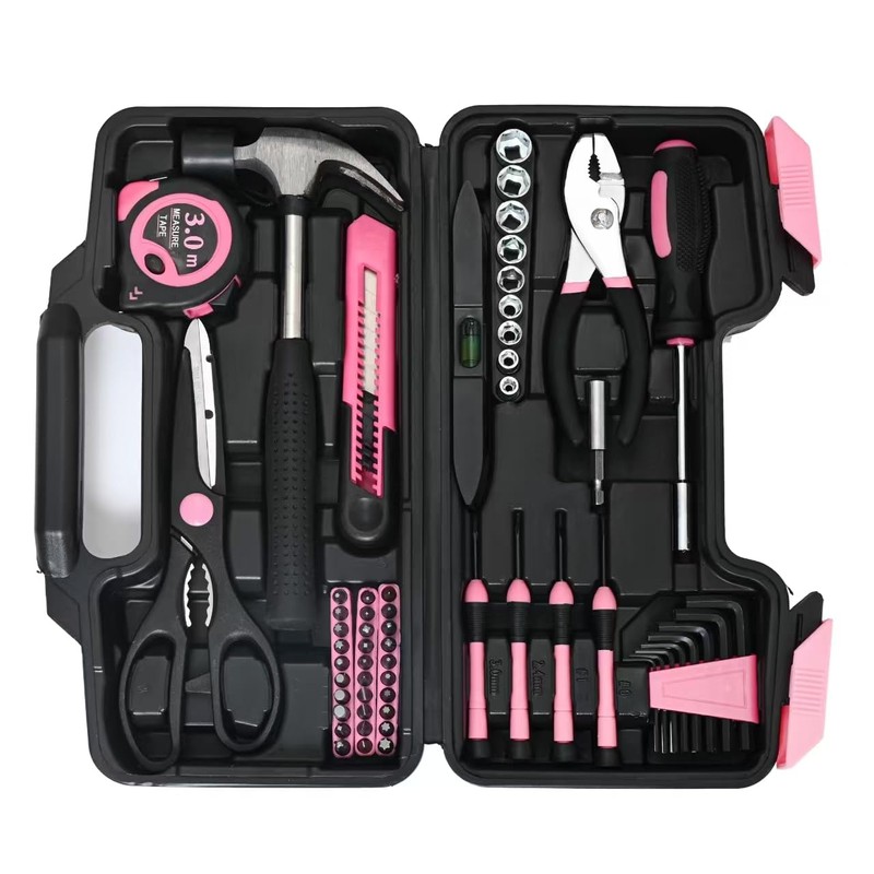 144-Piece Pink Tool Kit Basic Home Repair Tool Set General