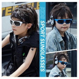 Cyxus Polarized Sports Sunglasses for Kids UV400 Protection Wrap-around Sports Glasses for Boys Girls Running Cycling