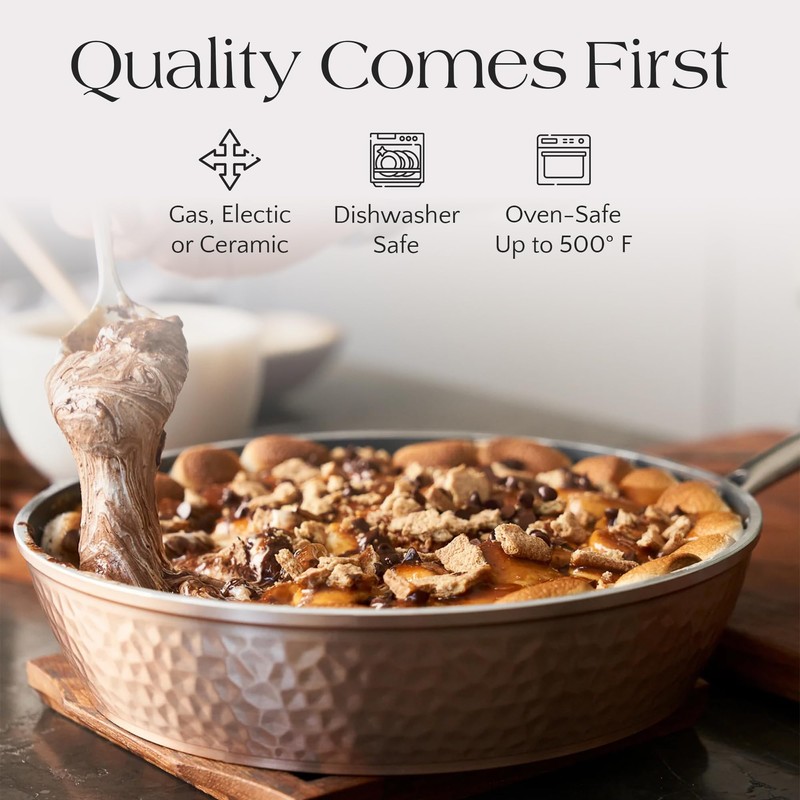 OrGREENiC Luxurious Non-Stick Ceramic 3 Piece Rose Gold Cookware Set