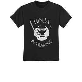 Ninja in Training Kids Shirt Novelty Gifts Cool Ninjas Boys Girls Toddler Shirts Medium Black
