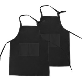 2 Pcs Kids Apron for Cooking Age 7-13, Adjustable Children Aprons with 2 Large Pockets, Convenient Child Artist Aprons for Boy Girl Painting,Toddler Chef Bib Apron for Kitchen Crafting Baking?Black?