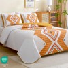 Heymybed Boho Quilt Set King Size, Aztec Texture Coverlet Burnt