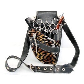Hairdressing Scissor Pouch by Kassaki Black Check Tool Belt Bag Limited Edition (Rainbow Leopard)