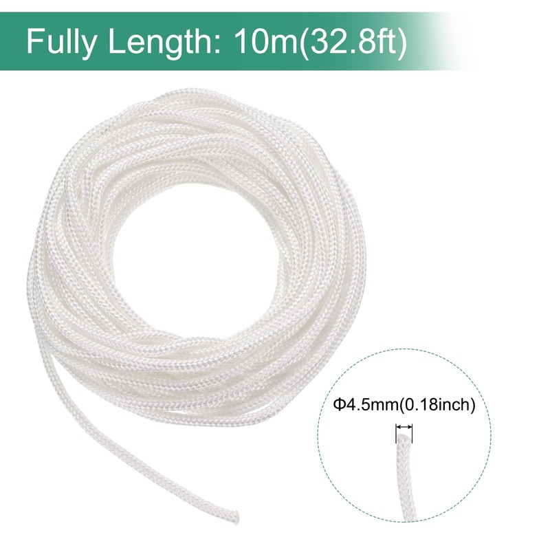 sourcing map Recoil Start Rope, 10-Meter 4.5mm Nylon Engine Start