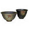 信楽焼 Black Silver Color 花絵 Rice Bowl Tea Bowls Set