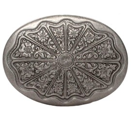 Stecksstore Floral Filigree Trophy Belt Buckle Antique Nickel 6020-21