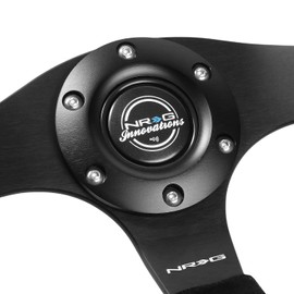 NRG Innovations NRG-RST-024MB-S-Y Reinforced Steering Wheel - 320mm Sport Suede Flat Bottom with Yellow Center Mark