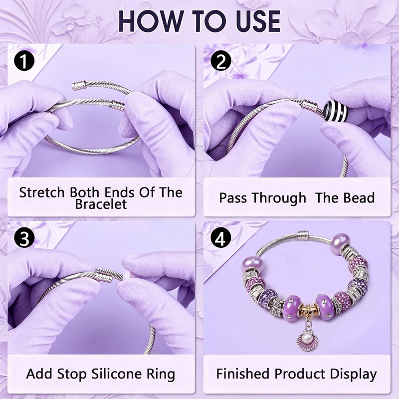 8 Pcs Snake Charm Bracelet Chain Expandable Elastic Charm Bracelet