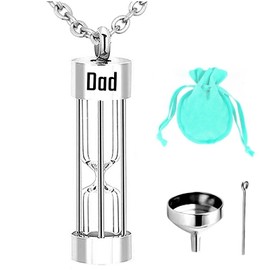 IN SELECT Dad Lost Hourglass Cremation Urn Necklace for Ashes Christian Engrave Urn Jewelry Memorial Ash Jewelry Pendant Keepsake Stainless Steel One Piece In Silver