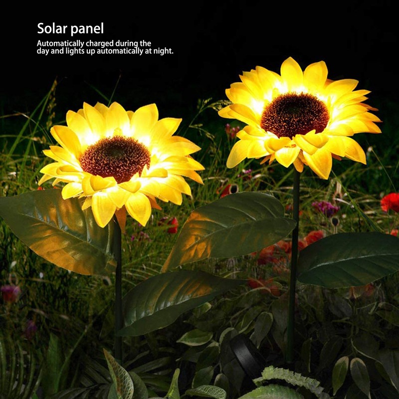 2Pcs Solar Powered LED Lamp Artificial Flower Light Garden Courtyard