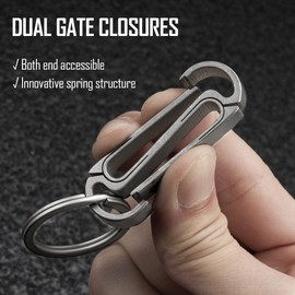 KeyUnity KM10 Double Sided Carabiner Keychain Clip, EDC Titanium Snap Key Holder for Belt (Sandblasted)