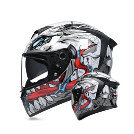 MotuoMr Unisex-Adult Full Face Motorcycle Helmet DOT Approved Motorbike Moped Street Bike Racing Crash Helmet with Graphic (Transparent Mirror, Medium)