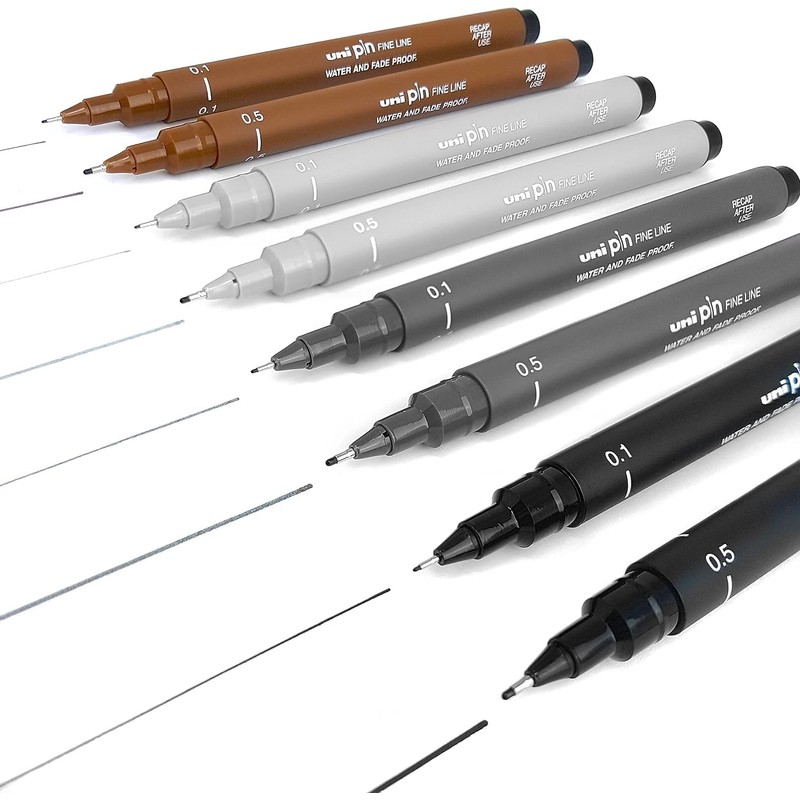 Uni Pin Fineliner Drawing Pen Set - 8 Pieces -