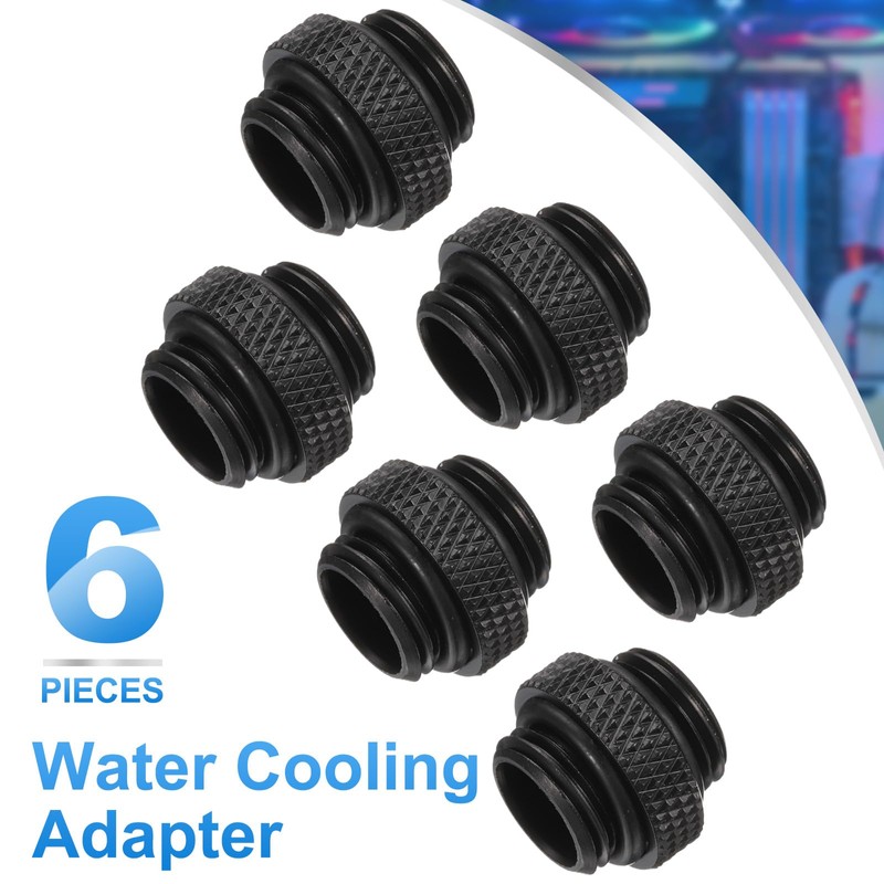 sourcing map 6pcs Water Cooling Adapter G1/4" Thread Male to