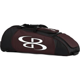 Boombah Spartan Rolling Bat Bag - 38" x 12-1/2" x 12" - Black/Maroon - Holds 4 Bats and Much More