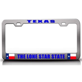 Custom Brother - Texas The Lone Star State Texas Flag Metal Car SUV Truck License Plate Frame Ch p16