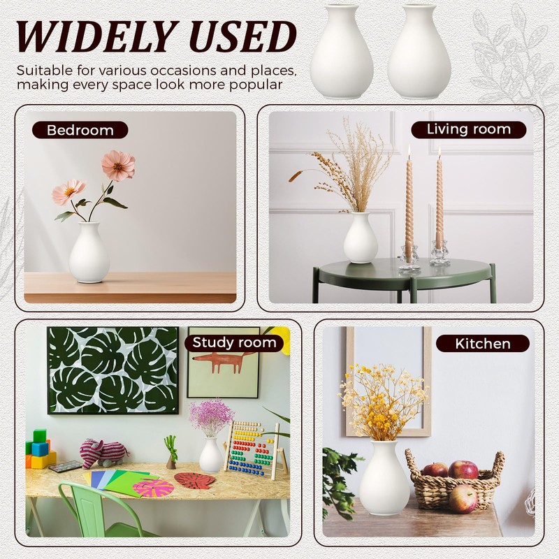 Tioncy 15 Pack White Ceramic Bud Vases Bulk Boho Small